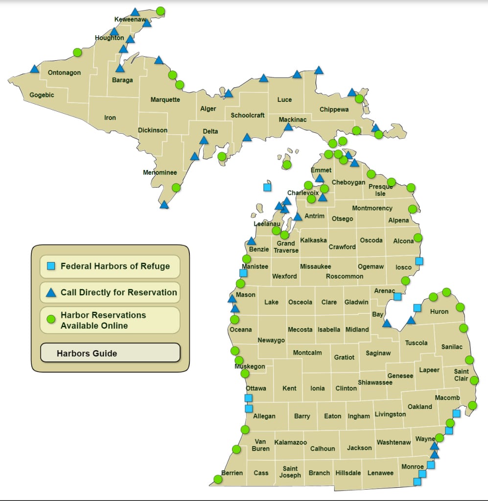 Michigan Harbors Map - Michigan Department of Natural Resources