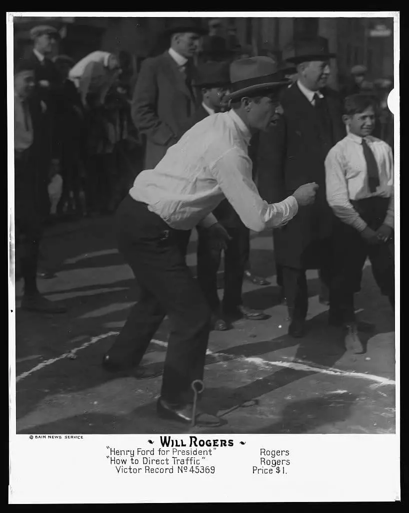 Will Rogers playing horseshoes
