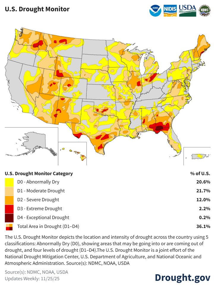 u.s. drought monitor 11 27 2025 1