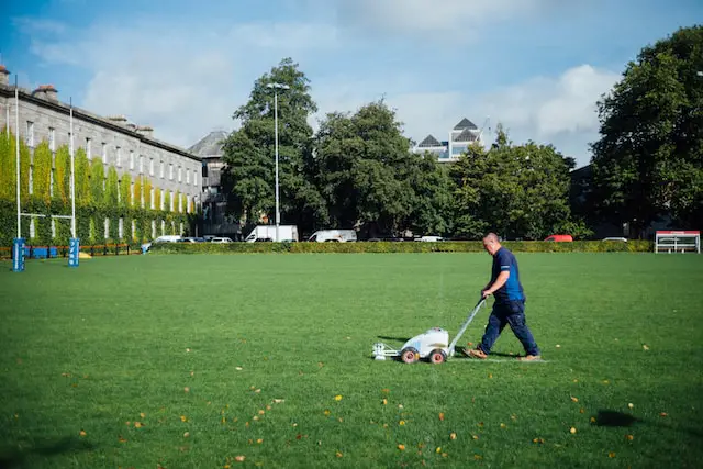 mowing lawn