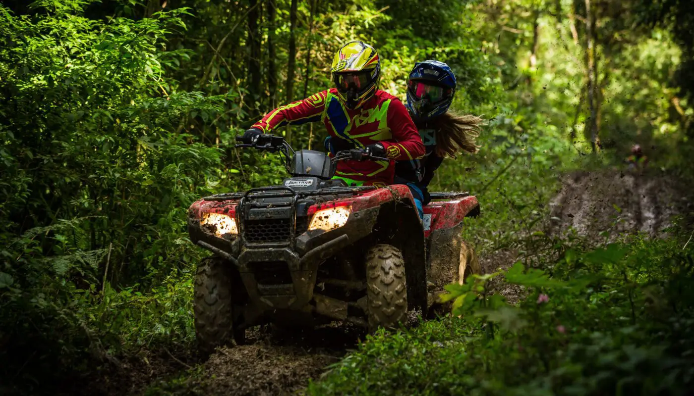 Beginner rider learning the basics of quad biking in a safe environment.