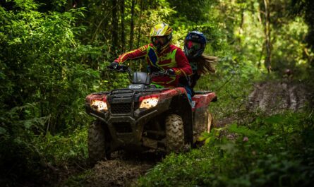 Beginner rider learning the basics of quad biking in a safe environment.