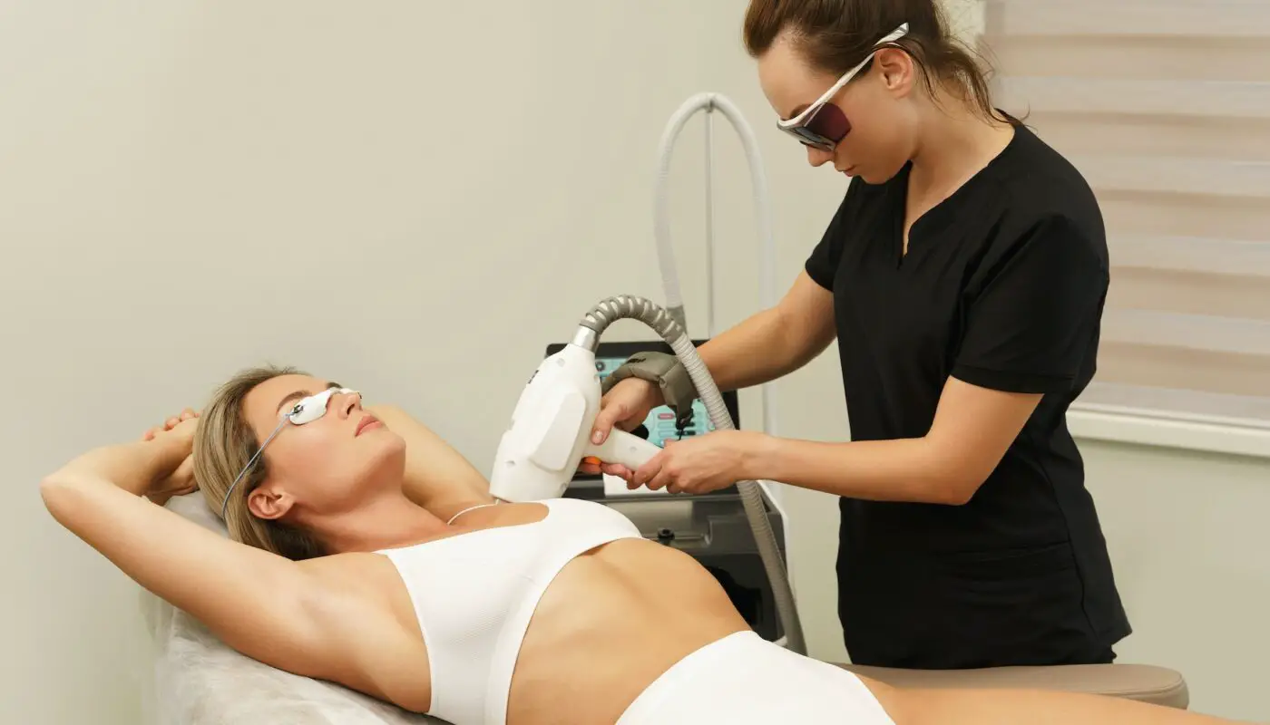 Image featuring an IPL device being used in a skincare procedure