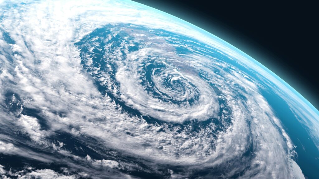 Hurricane swirling over Earth's surface. - History of Hurricanes in Florida