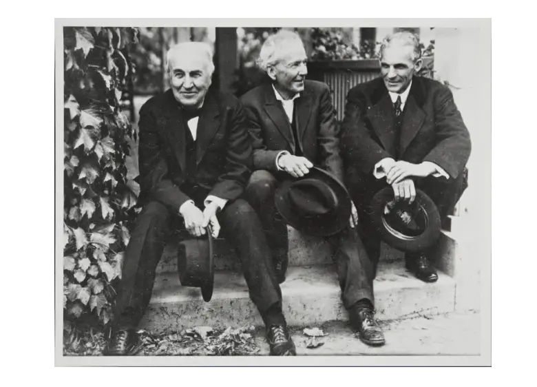 Thomas Edison, Luther Burbank, and Henry Ford