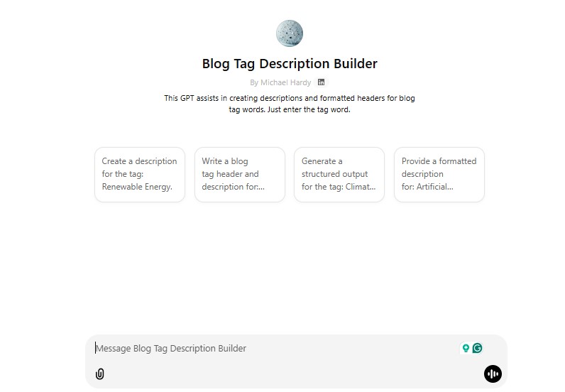 GPT Blog Tag Description Builder