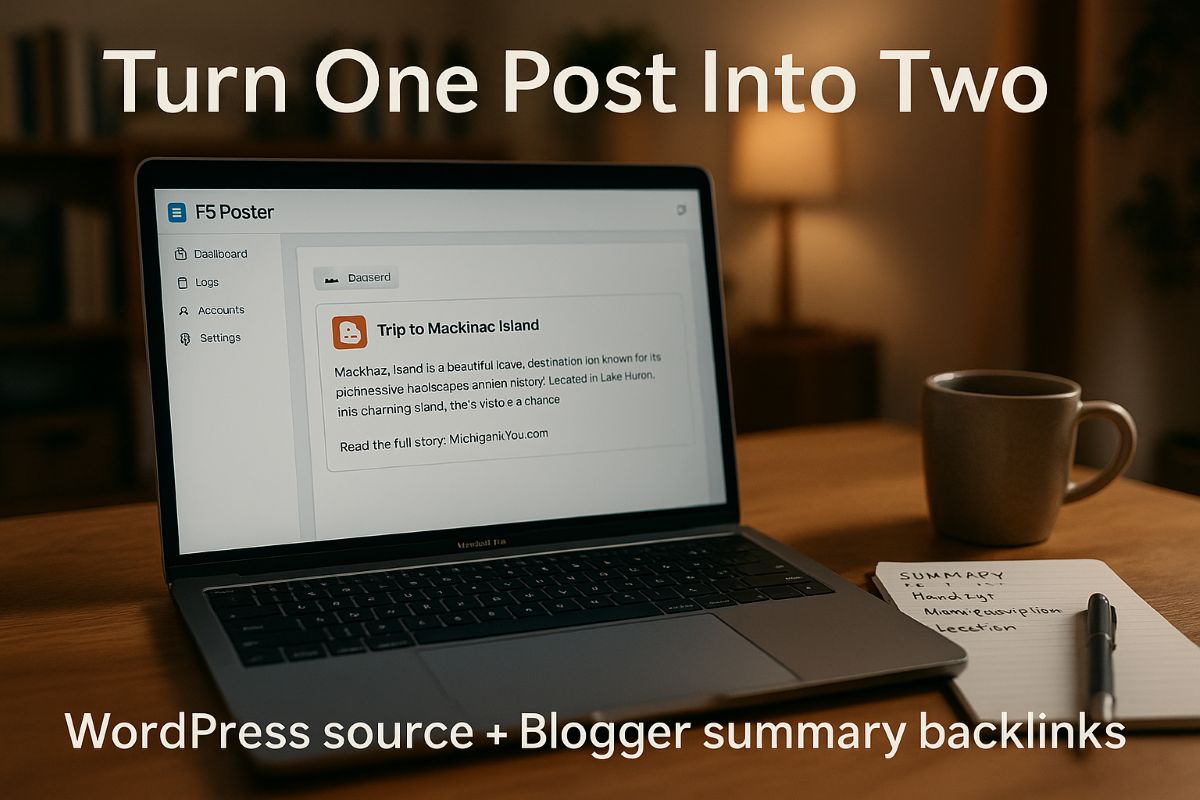 2 methods on how to use FS Poster AI to publish complementary Blogger summaries that backlink to Your WordPress “Source”