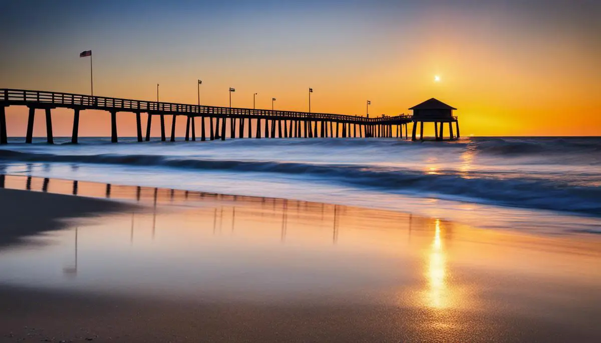 A serene image of Fort Pierce beaches with calm waves and a clear sky