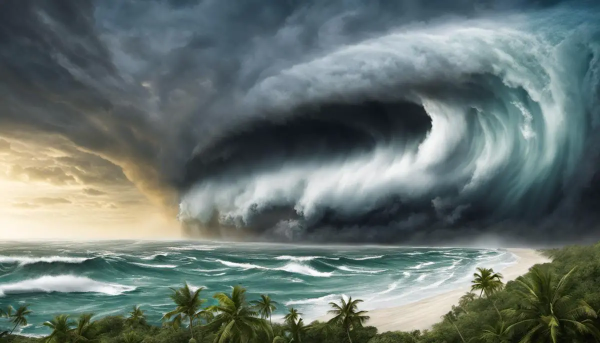 Illustration depicting a hurricane in a changing climate